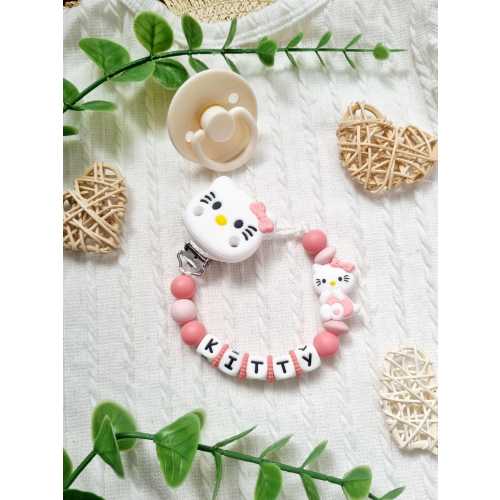 Personalized pacifier clip for girls, Hello Kitty pacifier clip – Baby gift – Kawaii Manga
