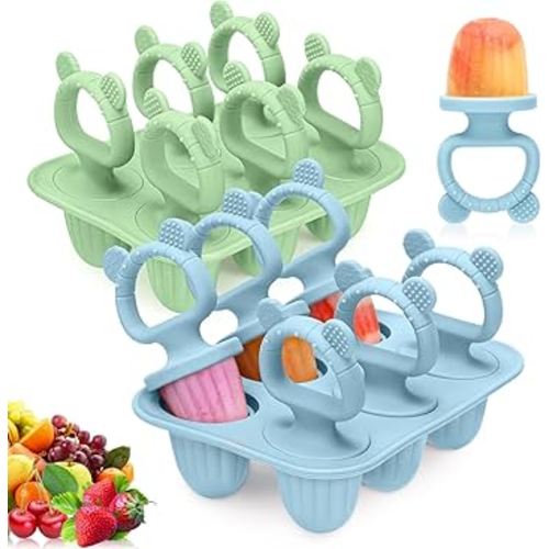 2Packs Silicone Baby Popsicle Molds with Sticks, Mini Popsicles Molds for Babies Breastmilk Popsicle Molds for Teething Relief, Frozen Treats Maker Popsicle Maker Ice Pop Mold for Toddlers Kids