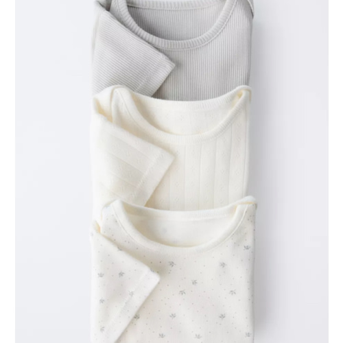THREE-PACK OF SHORT SLEEVE BODYSUITS WITH TWIGS - Ecru | ZARA United States