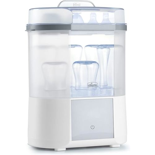 Chicco Advanced Electric Steam Sterilizer & Dryer for Baby Bottles, Feeding Accessories and More | Eliminates 99.9% of Germs | 4 Programming Options | 2 Configurations | Automatic Shut-Off
