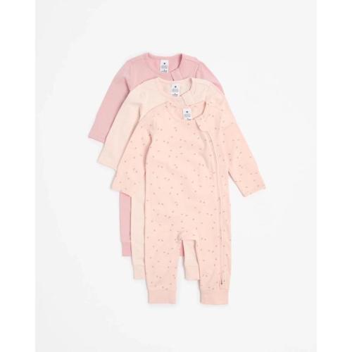 Target Baby Baby Organic Cotton Zip Footless Coveralls 3 Pack - FLOWER/PINK MARLE/PINK SPOT - 0000