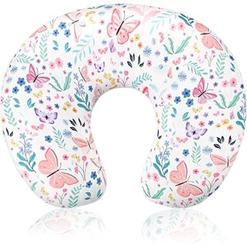 Nursing Pillow Cover, Ultra Soft Breastfeeding Pillow Covers for Newborn Baby Boys and Girls, Easy Removal and Machine Washable Slipcover, Pillowcase Only (Butterfly)