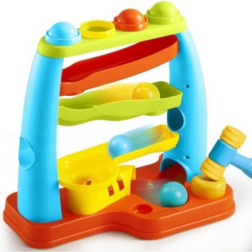 Joyfy Montessori Toy Kids Pound Ball Learning Station, Interactive Ball Drop Toy for Easy Grabbing, Birthday Christmas Gift for Baby Boy Girl