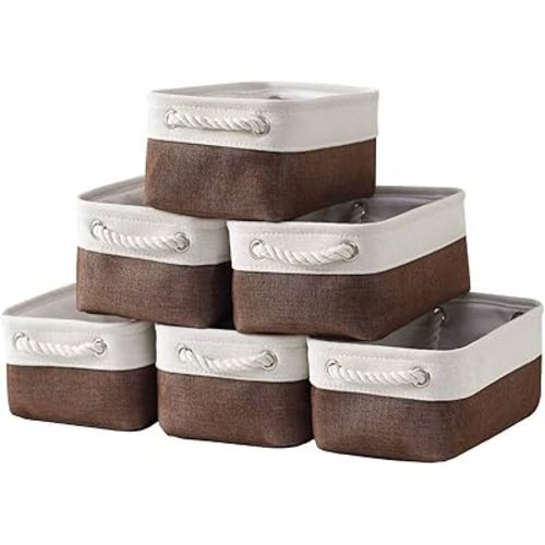 Small Storage Baskets for Shelves,Fabric Storage Baskets for Closet,Rectangular Collapsible Baskets for organizing Clothes,Books,Gifts