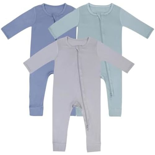 Baby Boys Girls Rayon Footless Long-Sleeve One-Piece Romper Baby Jumpsuit Newborn Clothes 3-Pack