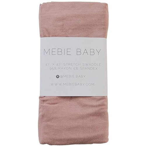 Mebie Baby Dusty Rose Stretch Swaddle, Modern and Neutral Swaddle Blanket for Baby Girl, Soft Baby Blankets, Newborn Swaddle Blanket, 0-3 Month, Comfy Wrap, Baby Essentials & Gifts (47" x 47")
