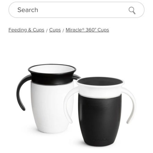 Munchkin Miracle® 360° Trainer Cup, Limited Edition Black & White, 7oz, 2pk