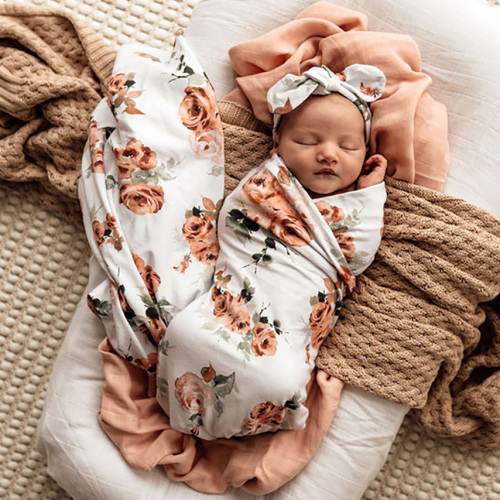 Rosebud | Baby Jersey Wrap &amp; Topknot Set