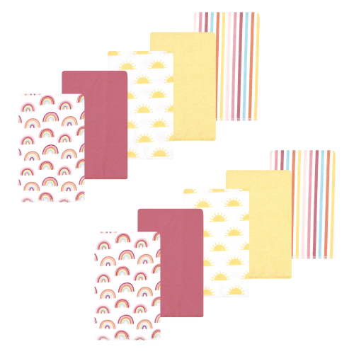 Luvable Friends Hudson Baby Cotton Poly Flannel Burp Cloths 10pk, Sunny Sky, One Size