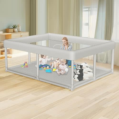 Large Baby Playpen 65x50 Inch, PlayPen for Babies and Toddlers, Sturdy Safety Play Yard for Indoor & Outdoor with Zipper Gates, Anti-Fall