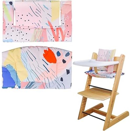 High Chair Cushion, Soft and Comfortable for Tripp Trapp High Chair Cushion, for Tripp Trapp Cushion Set Makes It Safer and More Comfortable for Baby to Sit On (Colorful Spots Pattern)