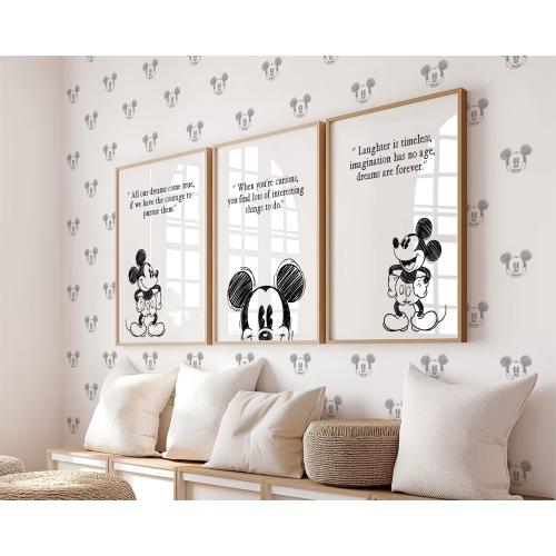 Mickey Mouse Wall Art Print, Inspirational Quotes Nursery Decor, Printable