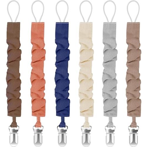 Pacifier Clips for Baby Boys and Girls, Pacifier Holders for Teething Relief and Baby Essentials, Safe for Newborns (6 Pack)