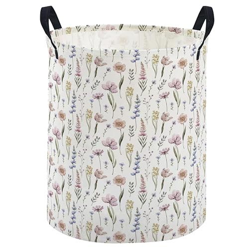 Essme Kids Laundry Basket,Flower Hamper Collapsible Canvas Waterproof Storage Bin for Girls, Cute Hamper,Gift Baskets.(Flower)
