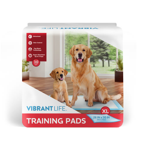 Vibrant Life Training Pads, XL, 26 in x 30 in, 30 Count