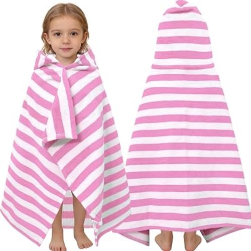 Pink Stripe Hooded Toddler Towel Age 0-3,100%Cotton,Absorbent