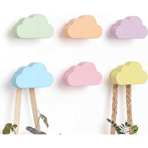Kids Coat Rack Wooden Wall Hooks, Decorative Hanging Rack, Cloud Shaped