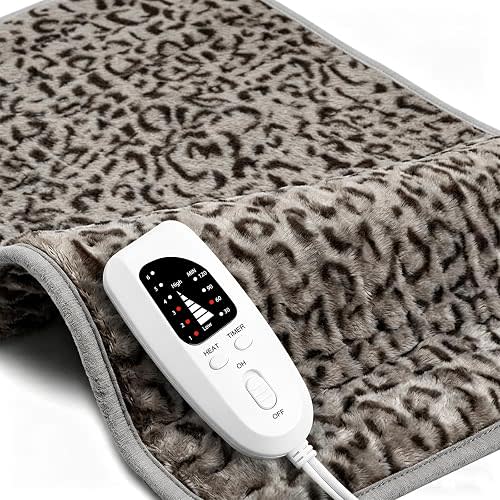 Electric Heating pad for Back Neck Shoulder Knee Arms Legs- Electric Heat Pads with 6 Heat Settings & Auto Shut Off &Dry/Moist Heat Heating Pad for Birthday Mother Father Girl Men Women, Leopard