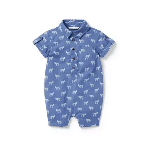 Baby Lisbon Blue Zebra Baby Zebra Romper by Janie and Jack
