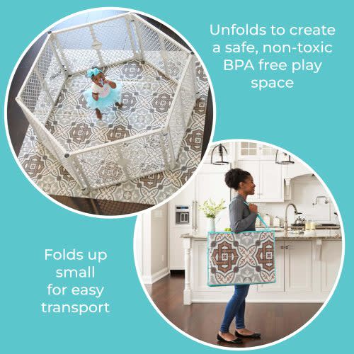 71"x71" Toddleroo Mosaic Play Mat Multicolor Earth Tones