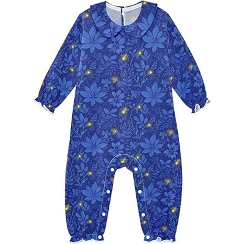 Baby Girls Boys Bodysuit One-Piece Jumpsuit Peter Pan Collar Long Sleeve Rompers Infant Clothes Outfits for 0-24 Months