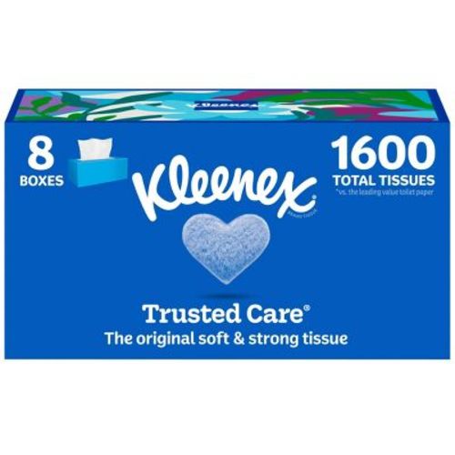 Kleenex Trusted Care Facial Tissue - 8pk/1600ct: Rectangle, 2-Ply