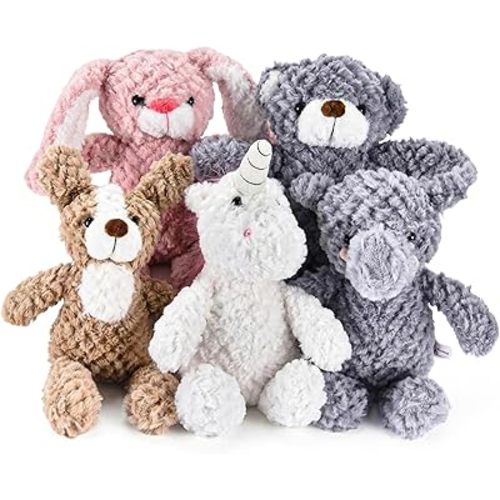 5 Set Animals and Teddy Bears - Plush Toys Bulk - Stuffed Animals for Kids - Baby Shower Small Bear Animal Assortment - Soft Pack of Stuffed Animals for Girls and Boys