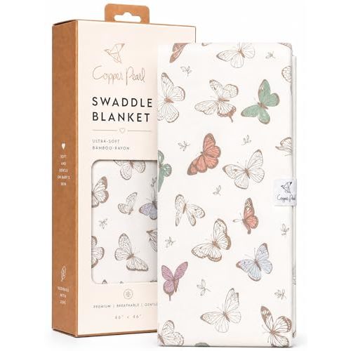 Copper Pearl Swaddle Blankets for Newborns | Soft Stretchy Receiving Blankets for Boys and Girls | Large 46 x 46 Inch Baby Blankets | Lightweight and Breathable Swaddles | Luna