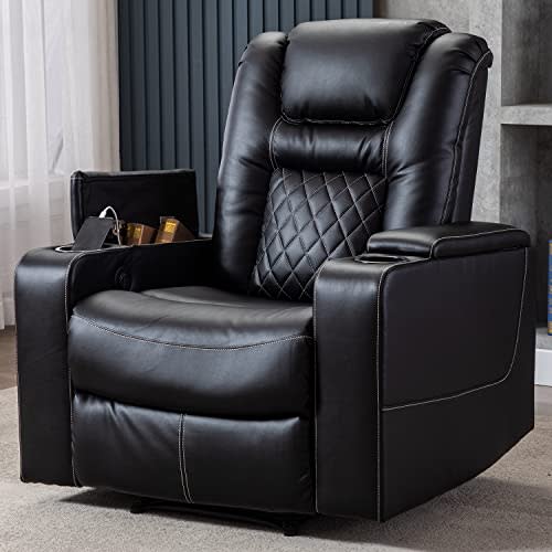 Power Recliner Chair with USB Ports and Cup Holders (Black)