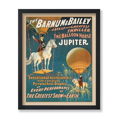 Poster Master Jupiter The Balloon Horse Poster - Retro The Greatest Show on Earth Print - Circus Art - Performance Art - Antique Whimsical Kid's Room or Living Room Decor - 8x10 UNFRAMED Wall Art