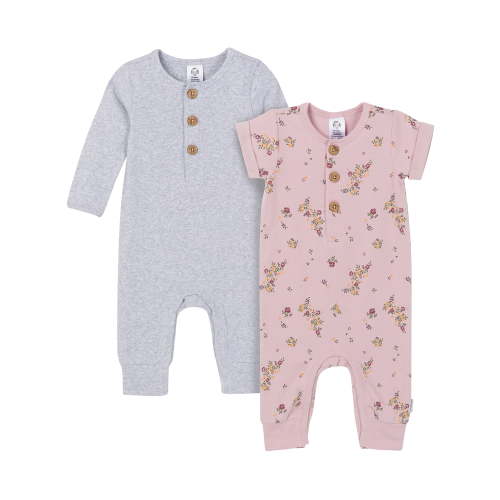 Gerber Baby Neutral Rompers, 2-Pack, Sizes Newborn - 24 Months