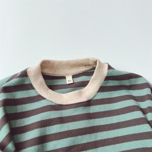 Toddler Casual Striped Side Round Neck T-shirt