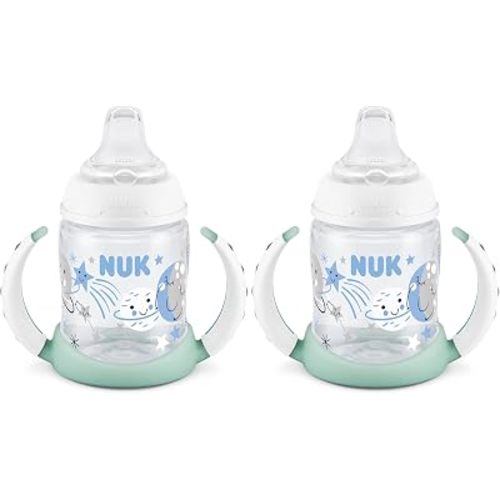 NUK Glow-in-the-Dark Learner Cup, 5 oz (300 mL), 6+ Months - BPA Free, Spill Proof Sippy Cup (Pack of 2)
