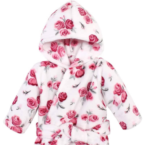 Hudson Baby Unisex Baby Plush Animal Face Bathrobe, Rose, 0-9 Months