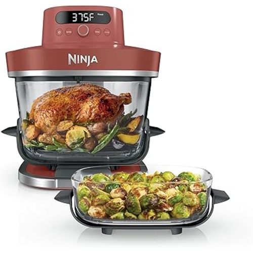 Ninja Crispi Pro 6-in-1 Glass Air Fryer | 450°F, Nontoxic, 6qt & 2.5qt Containers & Lids | Microwave, Freezer, Dishwasher Safe | Max Crisp, Air Fry, Bake, Roast, Recrisp, Dehydrate | Amber, AS101OR