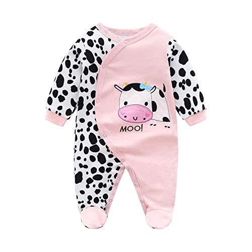 Baby One Piece Romper Soft Cotton Sleepwear Footed Jumpsuit for 0-12 Month Infant