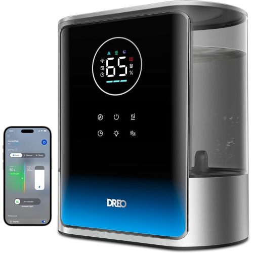 DREO 8L Smart Humidifier Large Room 600ft², HM717S, 80H Runtime Supersized Warm and Cool Mist Humidifiers for Bedroom Baby, 28dB Quiet Air Humidifier for Plants Indoor, Home, Whole House, Silver