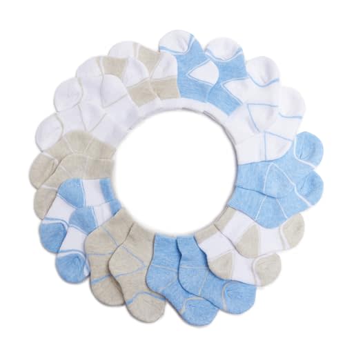 Nuby Infant Boys Basics 10-Pack Half Cushion Low Cut Baby Socks