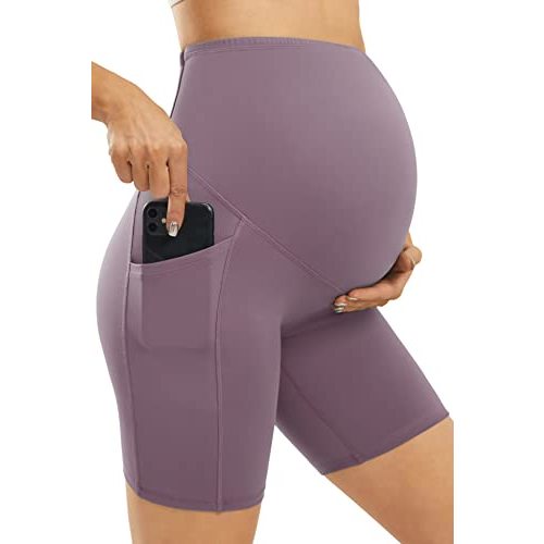 JOYSPELS Maternity Shorts Over The Belly Bump Athletic Workout Pregnancy Short with Pockets