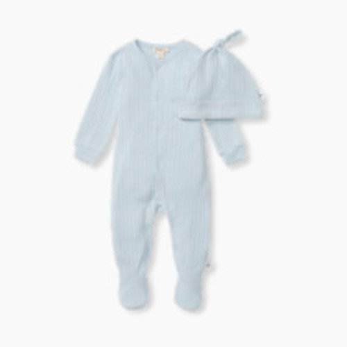Burt's Bees Baby Organic Cotton Sweet Rib Jumpsuit Set - Blue Rib, 0-3 M