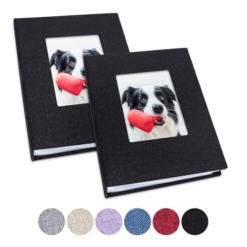 Vienrose Small Photo Album 4x6 Photos, 2 Pack Linen Cover Mini Photo Book, 26-Page Holds 52 Pictures, Artwork or Postcards Storage for Baby