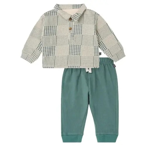 Modern Moments by Gerber Baby Boy Collared Button Top and Jogger Outfit Set, 2-Piece
