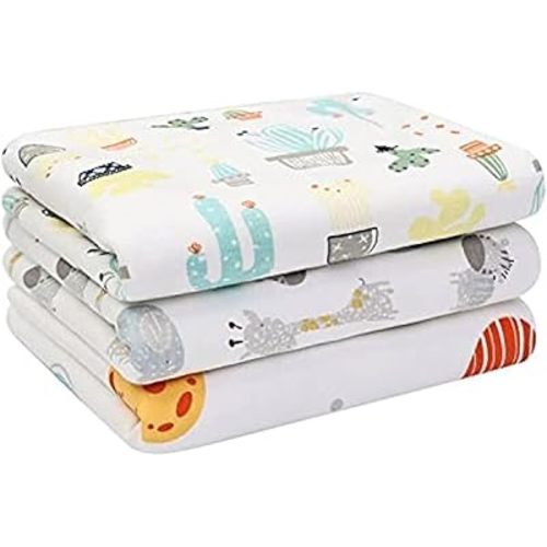 Baby Diaper Changing Pad Liners(22X27.5 inches) Soft Cotton Waterproof Changing Pad for Baby Underpads Mattress Pad Sheet Protector Portable Reusable Urine Pads for Travel Gear Pack of 3