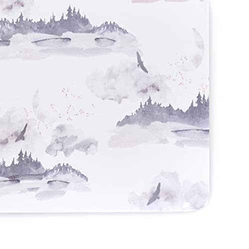 Oilo Crib Sheet, Breathable 100% Turkish Cotton Fitted Jersey, 300 Thread Count, Machine Washable, Fits Standard Crib (28" x 52" x 6"), Toddler Bedding, Girl, Boy, & Neutral Designs, Misty Mountain