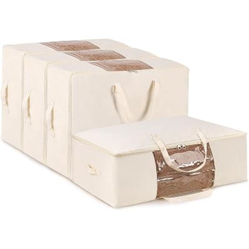 Comforter Storage Bags 70L Canvas Closet Organizer Clothes Container 4 Pack