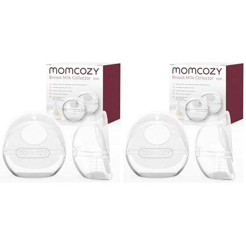 Momcozy Breast Milk Collector, Milk Collectors for Breastfeeding, Reusable Breast Milk Shells, Silicone Catcher with More Fit & Soft (3oz/90ml, 2 Counts) (Pack of 2)
