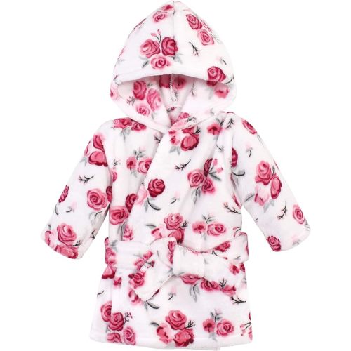 Hudson Baby Unisex Baby Plush Animal Face Bathrobe, Rose, 0-9 Months