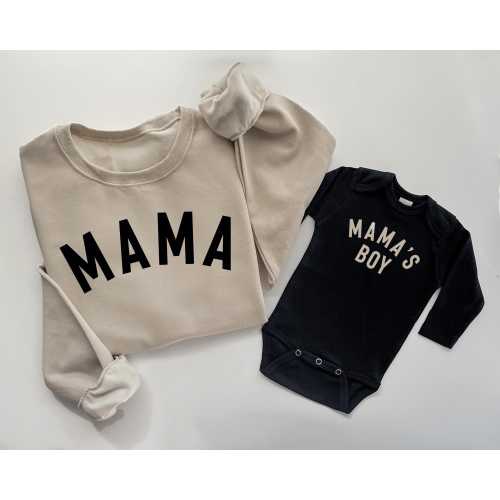 Matching Mama & Mama's Boy Sweatshirt Bodysuit Set - Soft Family Outfits