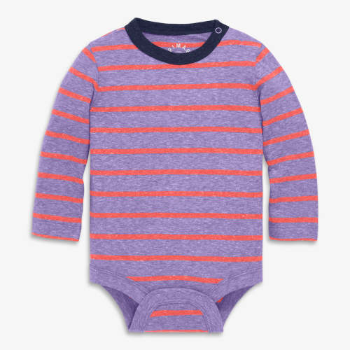 Heathered long sleeve babysuit in stripe | Primary.com