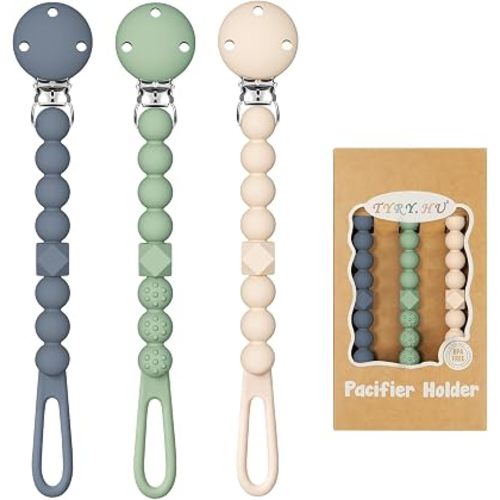 TYRY.HU Silicone Pacifier Holder Clip for Baby 0+ Months,One Piece Design